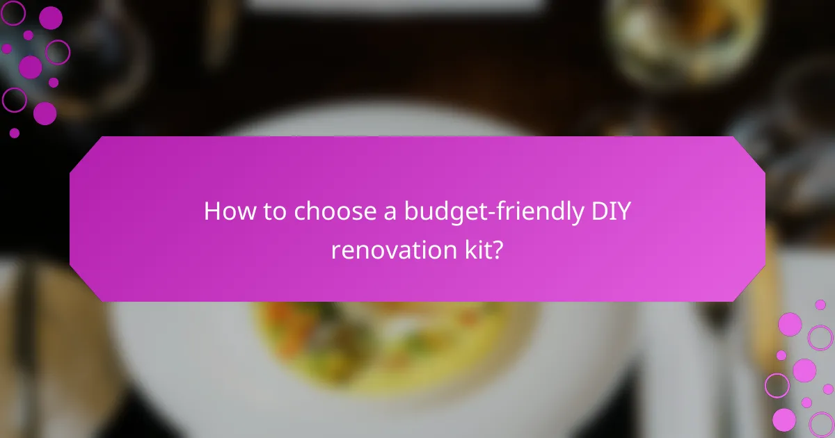 How to choose a budget-friendly DIY renovation kit?