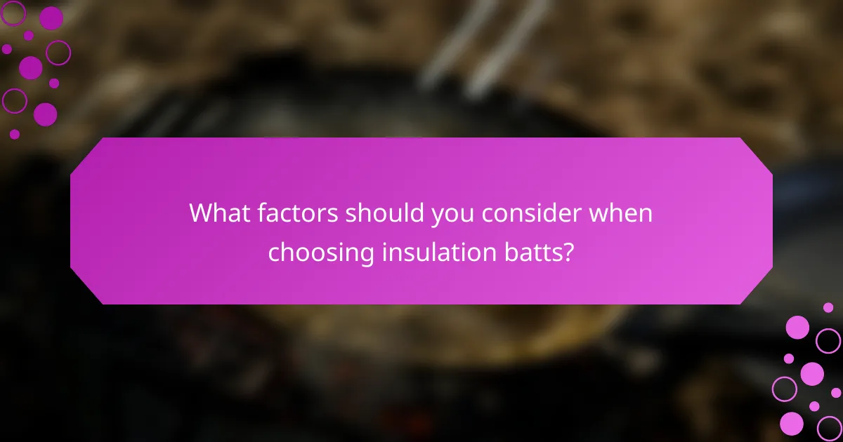 What factors should you consider when choosing insulation batts?